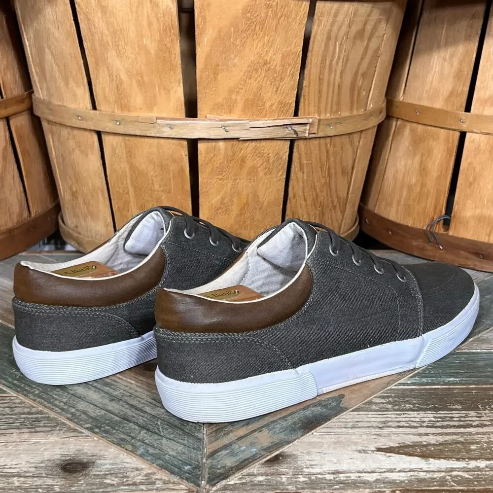 St. John's Bay Bryce Gray Denim Faux Lace Casual Slip-On Sneakers Mens Size 13